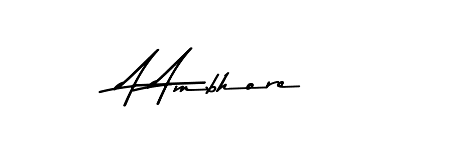How to make A Ambhore name signature. Use Asem Kandis PERSONAL USE style for creating short signs online. This is the latest handwritten sign. A Ambhore signature style 9 images and pictures png