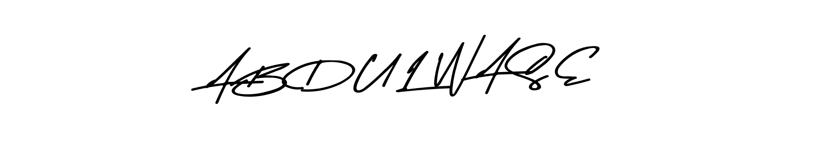 How to make A B D U L W A S E name signature. Use Asem Kandis PERSONAL USE style for creating short signs online. This is the latest handwritten sign. A B D U L W A S E signature style 9 images and pictures png