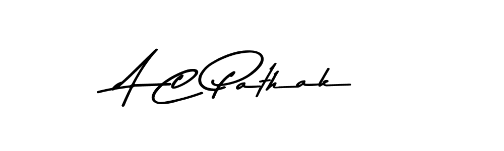 How to make A C Pathak name signature. Use Asem Kandis PERSONAL USE style for creating short signs online. This is the latest handwritten sign. A C Pathak signature style 9 images and pictures png