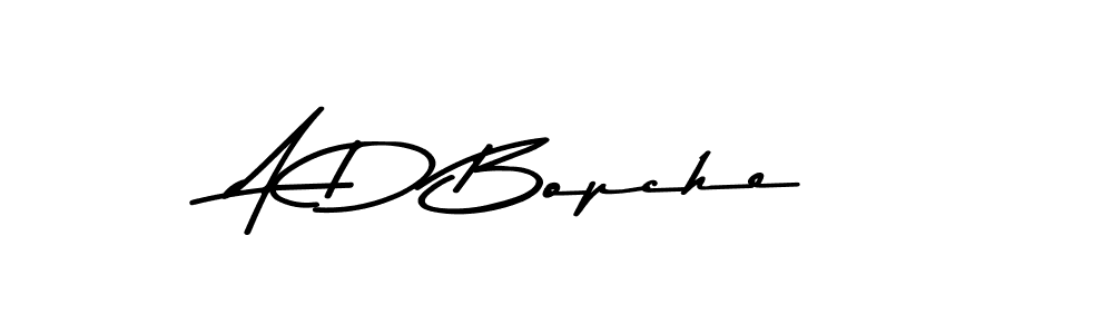 The best way (Asem Kandis PERSONAL USE) to make a short signature is to pick only two or three words in your name. The name A D Bopche include a total of six letters. For converting this name. A D Bopche signature style 9 images and pictures png