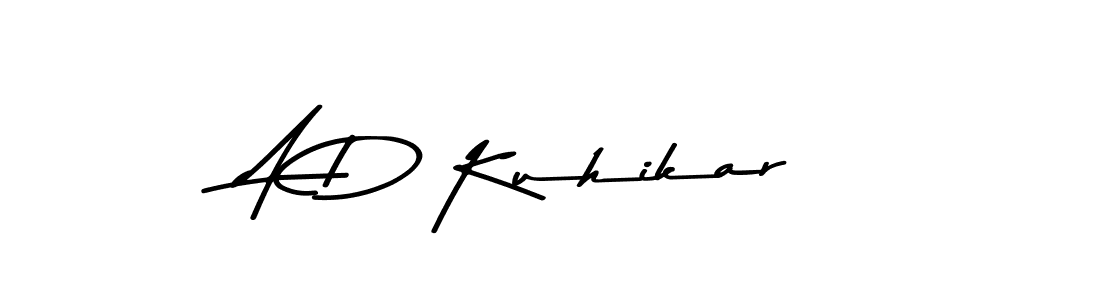 How to make A D Kuhikar name signature. Use Asem Kandis PERSONAL USE style for creating short signs online. This is the latest handwritten sign. A D Kuhikar signature style 9 images and pictures png