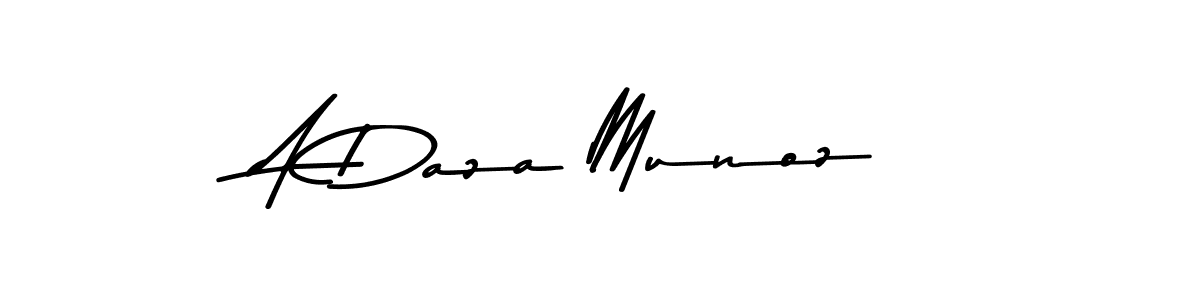 How to make A Daza Munoz name signature. Use Asem Kandis PERSONAL USE style for creating short signs online. This is the latest handwritten sign. A Daza Munoz signature style 9 images and pictures png