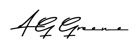 A modern signature idea for name A G Greene using Asem Kandis PERSONAL USE font. Clean strokes and elegant curves make it stand out instantly. A G Greene signature style 9 images and pictures png