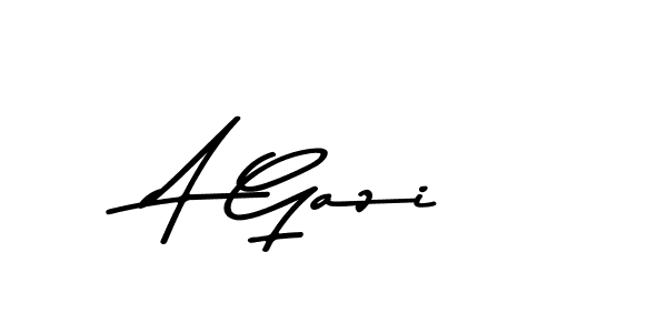 How to make A Gazi name signature. Use Asem Kandis PERSONAL USE style for creating short signs online. This is the latest handwritten sign. A Gazi signature style 9 images and pictures png