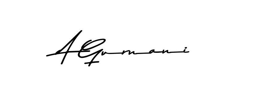 How to make A Gurnani name signature. Use Asem Kandis PERSONAL USE style for creating short signs online. This is the latest handwritten sign. A Gurnani signature style 9 images and pictures png