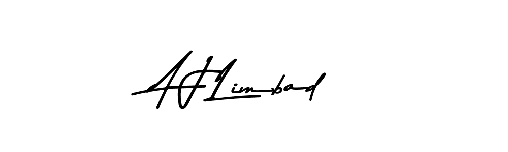 Create a beautiful signature design for name A J Limbad. With this signature (Asem Kandis PERSONAL USE) fonts, you can make a handwritten signature for free. A J Limbad signature style 9 images and pictures png