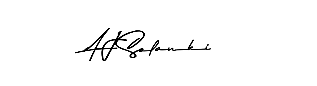 Create a beautiful signature design for name A J Solanki. With this signature (Asem Kandis PERSONAL USE) fonts, you can make a handwritten signature for free. A J Solanki signature style 9 images and pictures png