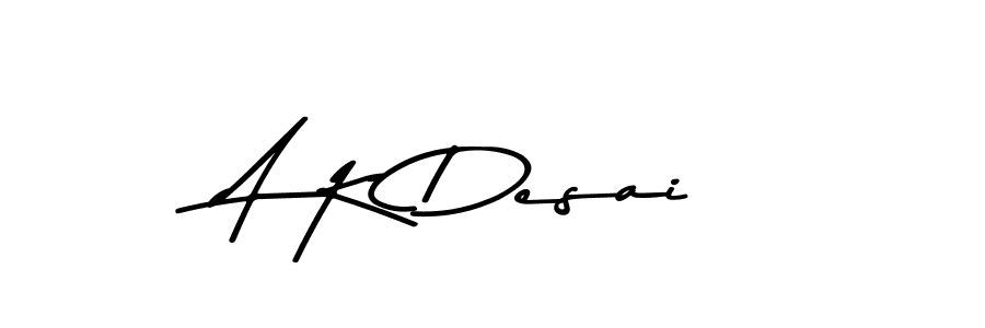 How to make A K Desai name signature. Use Asem Kandis PERSONAL USE style for creating short signs online. This is the latest handwritten sign. A K Desai signature style 9 images and pictures png