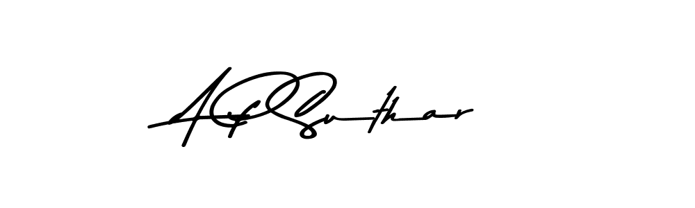 Create a beautiful signature design for name A P Suthar. With this signature (Asem Kandis PERSONAL USE) fonts, you can make a handwritten signature for free. A P Suthar signature style 9 images and pictures png