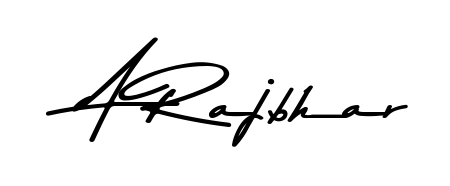 Transform the name A Rajbhar into a signature masterpiece using Asem Kandis PERSONAL USE font. Ideal for photographers, artists, and creators looking for watermarks. A Rajbhar signature style 9 images and pictures png