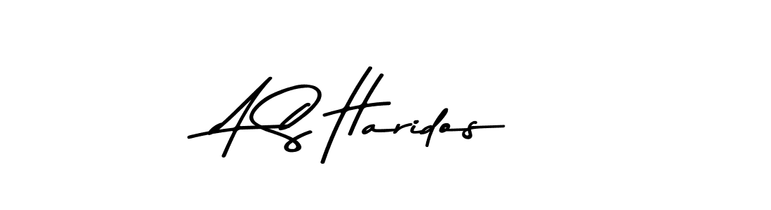 How to make A S Haridos name signature. Use Asem Kandis PERSONAL USE style for creating short signs online. This is the latest handwritten sign. A S Haridos signature style 9 images and pictures png