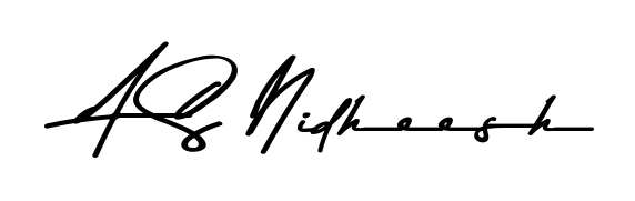 Explore multiple handwriting variations for A S Nidheesh including this stunning Asem Kandis PERSONAL USE design. Free to use across all platforms. A S Nidheesh signature style 9 images and pictures png