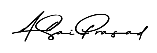 Try this chic A Sai Prasad handwritten sign style. Using Asem Kandis PERSONAL USE font elements, it gives your name a sleek, memorable identity. A Sai Prasad signature style 9 images and pictures png