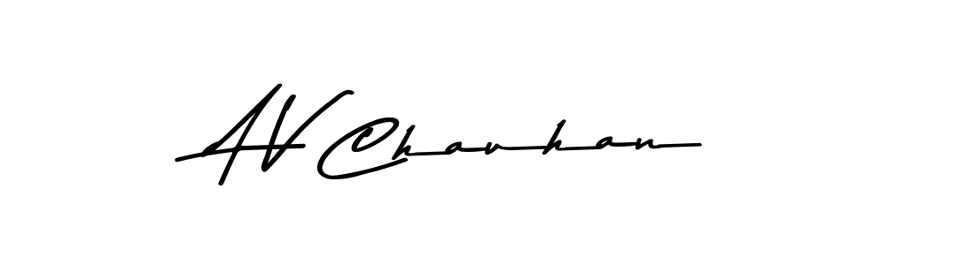 How to make A V Chauhan name signature. Use Asem Kandis PERSONAL USE style for creating short signs online. This is the latest handwritten sign. A V Chauhan signature style 9 images and pictures png