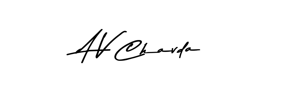 Create a beautiful signature design for name A V Chavda. With this signature (Asem Kandis PERSONAL USE) fonts, you can make a handwritten signature for free. A V Chavda signature style 9 images and pictures png
