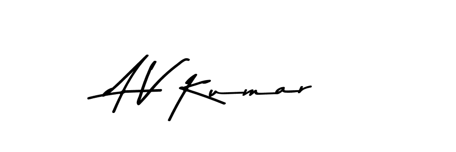 How to make A V Kumar name signature. Use Asem Kandis PERSONAL USE style for creating short signs online. This is the latest handwritten sign. A V Kumar signature style 9 images and pictures png