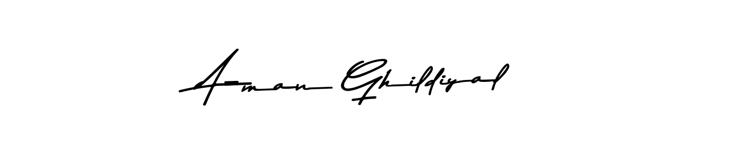 How to make A-man Ghildiyal name signature. Use Asem Kandis PERSONAL USE style for creating short signs online. This is the latest handwritten sign. A-man Ghildiyal signature style 9 images and pictures png