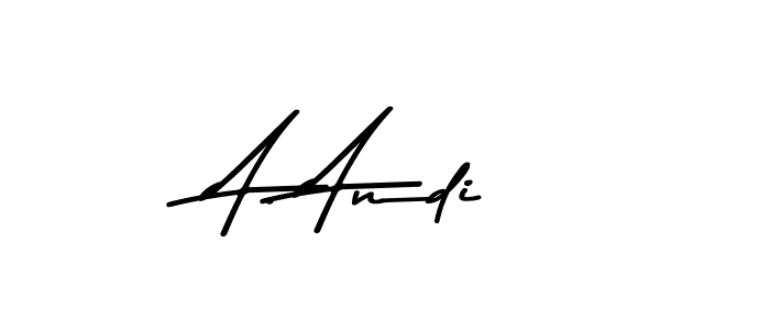 How to make A. Andi name signature. Use Asem Kandis PERSONAL USE style for creating short signs online. This is the latest handwritten sign. A. Andi signature style 9 images and pictures png