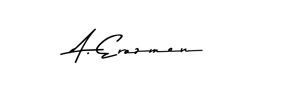 How to make A. Erozmen name signature. Use Asem Kandis PERSONAL USE style for creating short signs online. This is the latest handwritten sign. A. Erozmen signature style 9 images and pictures png