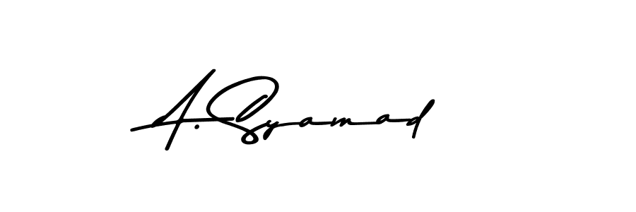 The best way (Asem Kandis PERSONAL USE) to make a short signature is to pick only two or three words in your name. The name A. Syamad include a total of six letters. For converting this name. A. Syamad signature style 9 images and pictures png