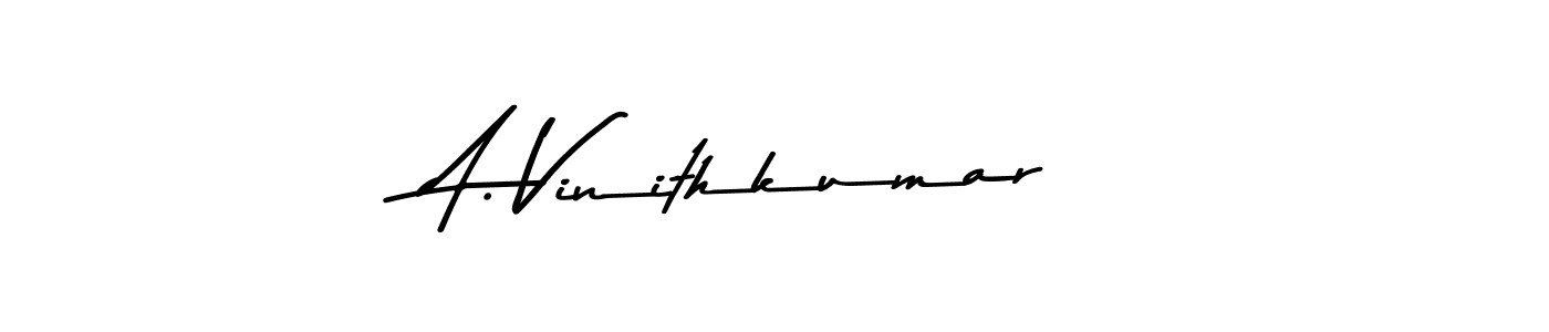 How to make A. Vinithkumar name signature. Use Asem Kandis PERSONAL USE style for creating short signs online. This is the latest handwritten sign. A. Vinithkumar signature style 9 images and pictures png