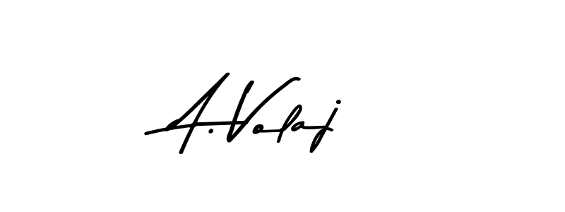 How to make A. Volaj name signature. Use Asem Kandis PERSONAL USE style for creating short signs online. This is the latest handwritten sign. A. Volaj signature style 9 images and pictures png