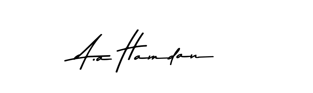 How to make A.a Hamdan name signature. Use Asem Kandis PERSONAL USE style for creating short signs online. This is the latest handwritten sign. A.a Hamdan signature style 9 images and pictures png