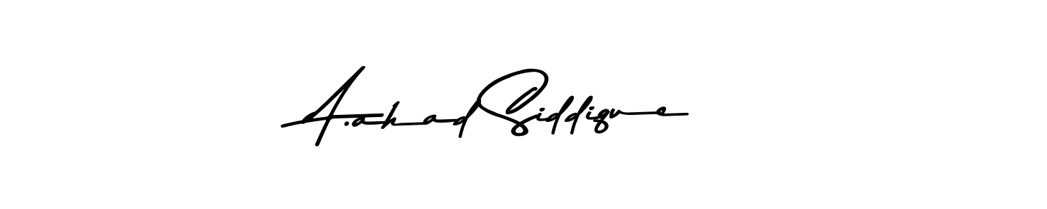 The best way (Asem Kandis PERSONAL USE) to make a short signature is to pick only two or three words in your name. The name A.ahad Siddique include a total of six letters. For converting this name. A.ahad Siddique signature style 9 images and pictures png