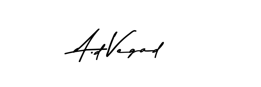 How to make A.d Vegad name signature. Use Asem Kandis PERSONAL USE style for creating short signs online. This is the latest handwritten sign. A.d Vegad signature style 9 images and pictures png