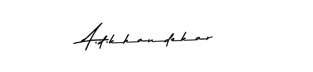 How to make A.d.khandekar name signature. Use Asem Kandis PERSONAL USE style for creating short signs online. This is the latest handwritten sign. A.d.khandekar signature style 9 images and pictures png