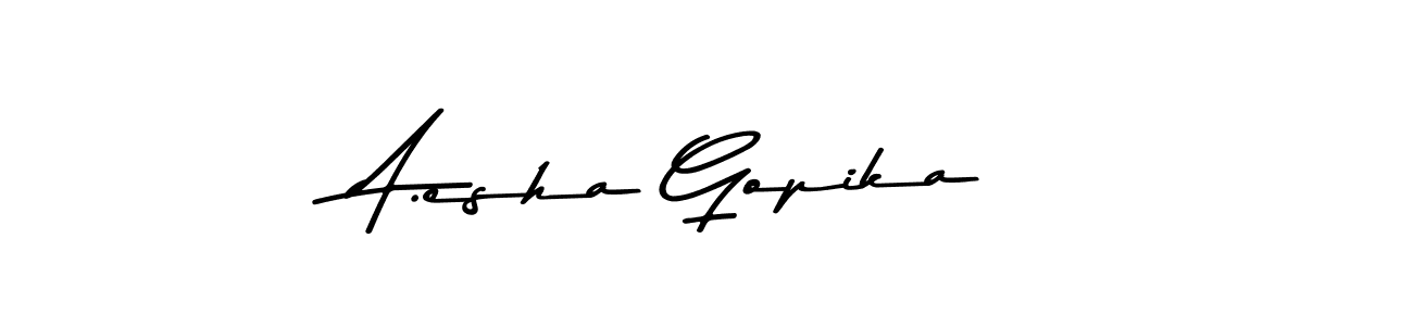 Create a beautiful signature design for name A.esha Gopika. With this signature (Asem Kandis PERSONAL USE) fonts, you can make a handwritten signature for free. A.esha Gopika signature style 9 images and pictures png