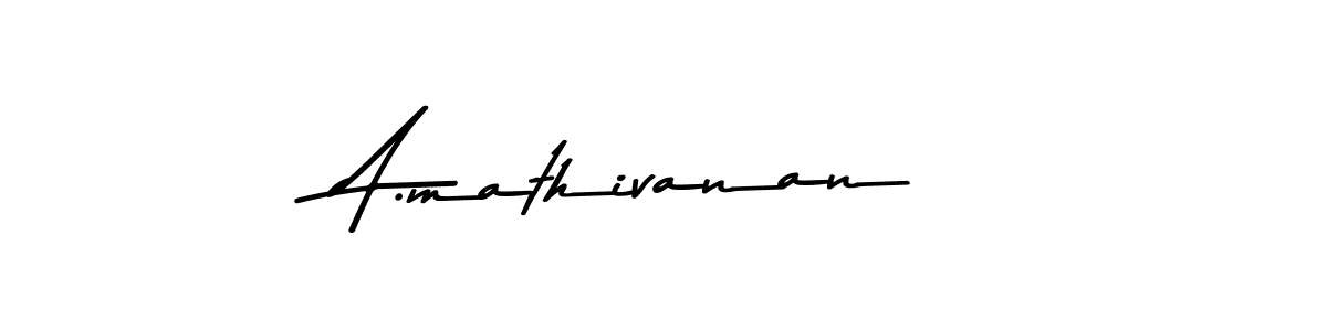 How to make A.mathivanan name signature. Use Asem Kandis PERSONAL USE style for creating short signs online. This is the latest handwritten sign. A.mathivanan signature style 9 images and pictures png
