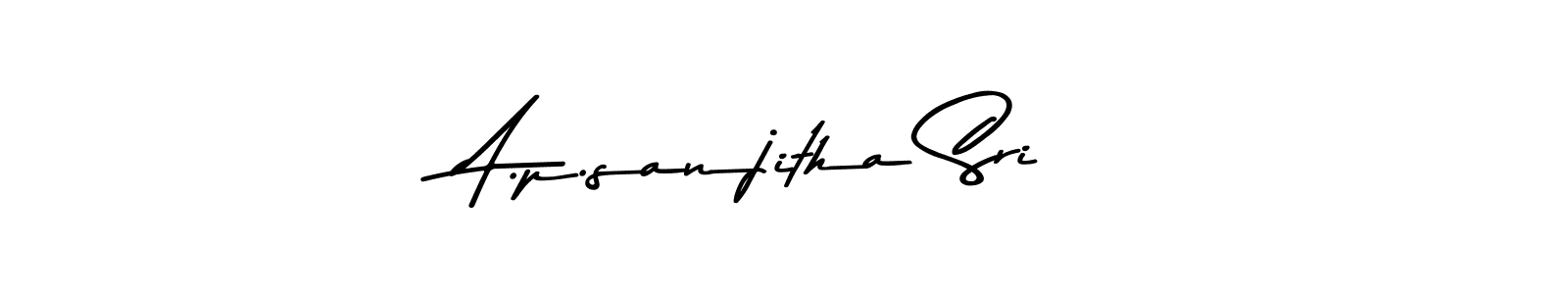 You should practise on your own different ways (Asem Kandis PERSONAL USE) to write your name (A.p.sanjitha Sri) in signature. don't let someone else do it for you. A.p.sanjitha Sri signature style 9 images and pictures png