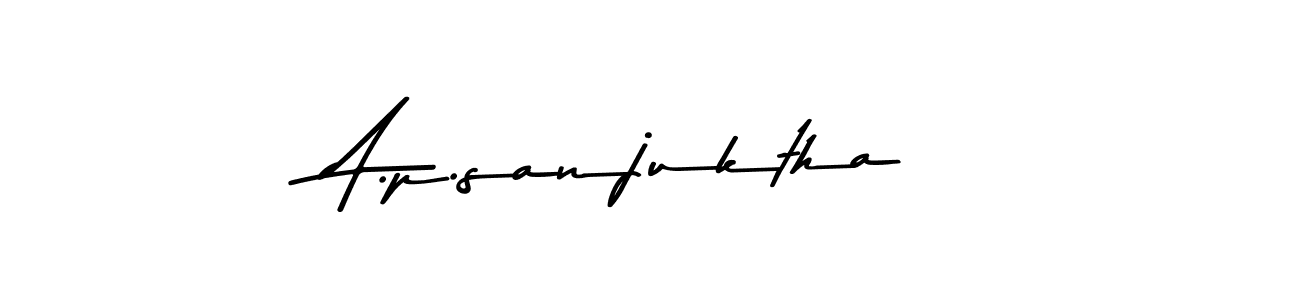 Make a beautiful signature design for name A.p.sanjuktha. With this signature (Asem Kandis PERSONAL USE) style, you can create a handwritten signature for free. A.p.sanjuktha signature style 9 images and pictures png