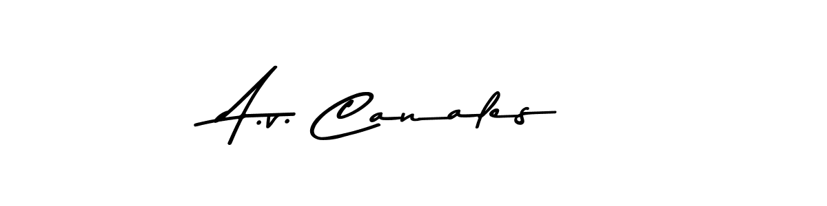 Design your own signature with our free online signature maker. With this signature software, you can create a handwritten (Asem Kandis PERSONAL USE) signature for name A.v. Canales. A.v. Canales signature style 9 images and pictures png
