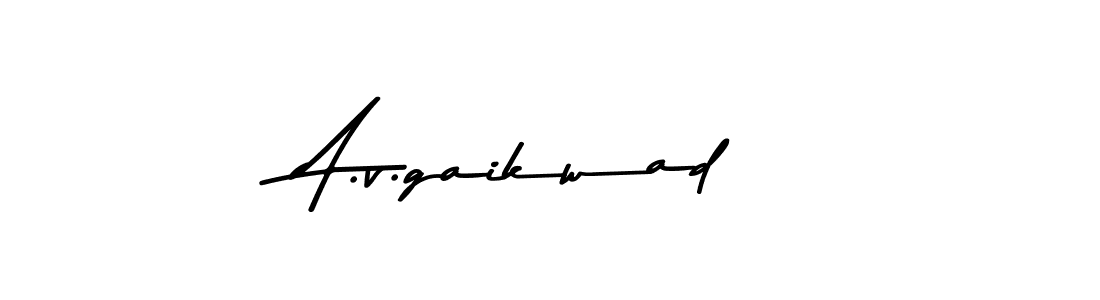 Create a beautiful signature design for name A.v.gaikwad. With this signature (Asem Kandis PERSONAL USE) fonts, you can make a handwritten signature for free. A.v.gaikwad signature style 9 images and pictures png