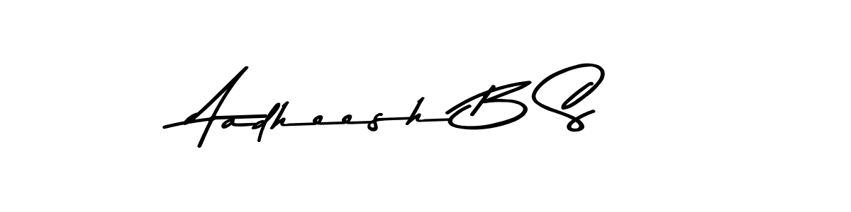 The best way (Asem Kandis PERSONAL USE) to make a short signature is to pick only two or three words in your name. The name Aadheesh B S include a total of six letters. For converting this name. Aadheesh B S signature style 9 images and pictures png