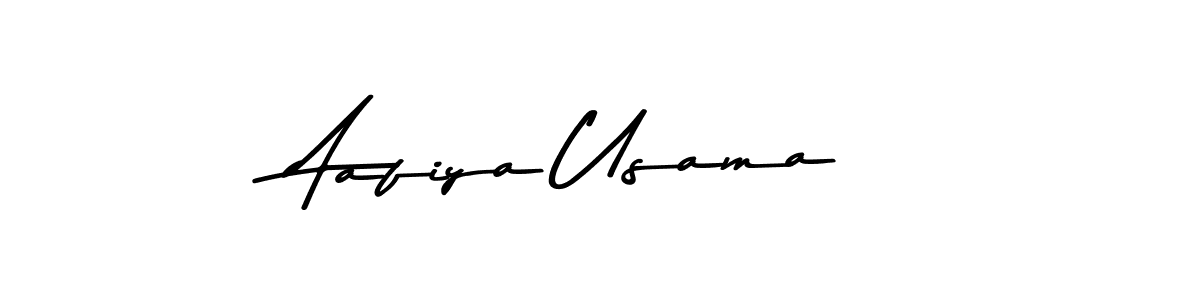 How to make Aafiya Usama name signature. Use Asem Kandis PERSONAL USE style for creating short signs online. This is the latest handwritten sign. Aafiya Usama signature style 9 images and pictures png