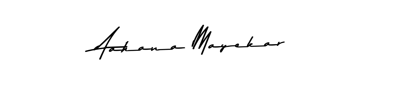 How to make Aahana Mayekar name signature. Use Asem Kandis PERSONAL USE style for creating short signs online. This is the latest handwritten sign. Aahana Mayekar signature style 9 images and pictures png