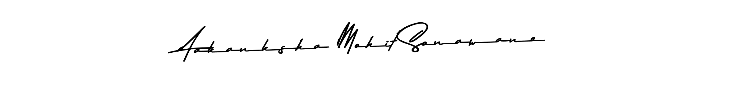 How to make Aakanksha Mohit Sonawane name signature. Use Asem Kandis PERSONAL USE style for creating short signs online. This is the latest handwritten sign. Aakanksha Mohit Sonawane signature style 9 images and pictures png