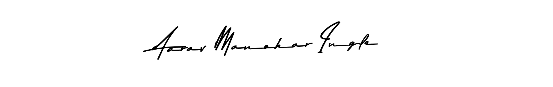 The best way (Asem Kandis PERSONAL USE) to make a short signature is to pick only two or three words in your name. The name Aarav Manohar Ingle include a total of six letters. For converting this name. Aarav Manohar Ingle signature style 9 images and pictures png