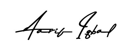Master the art of signing with Aarif Iqbal written in fluent Asem Kandis PERSONAL USE script. A great template to practice and refine your handwriting. Aarif Iqbal signature style 9 images and pictures png