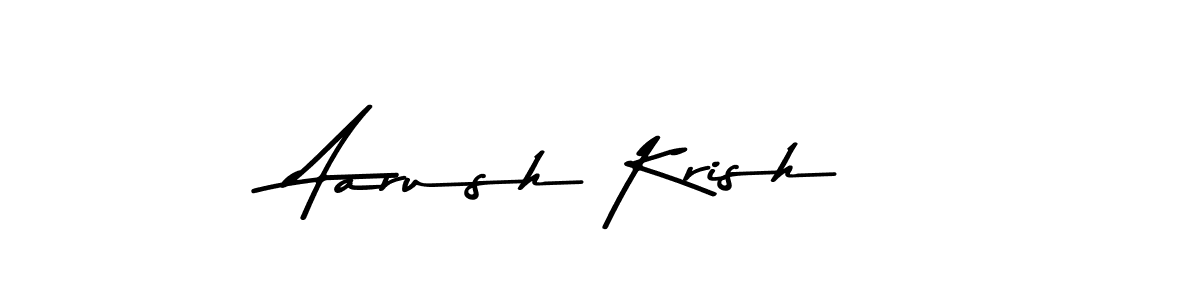 How to make Aarush Krish name signature. Use Asem Kandis PERSONAL USE style for creating short signs online. This is the latest handwritten sign. Aarush Krish signature style 9 images and pictures png