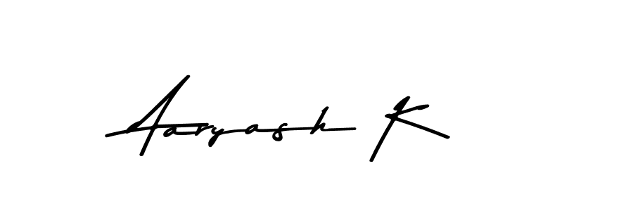 Make a beautiful signature design for name Aaryash K. With this signature (Asem Kandis PERSONAL USE) style, you can create a handwritten signature for free. Aaryash K signature style 9 images and pictures png