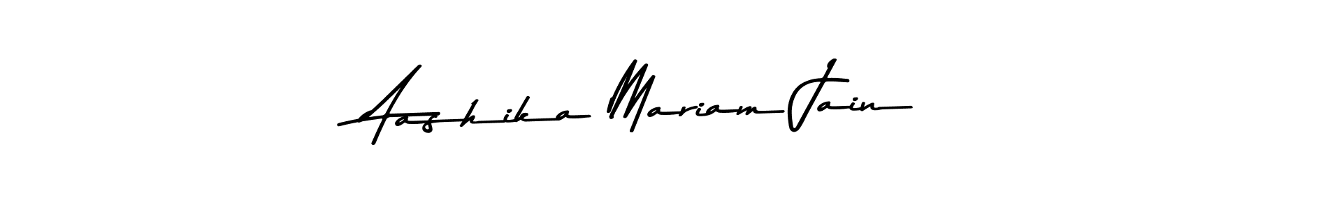 How to make Aashika Mariam Jain name signature. Use Asem Kandis PERSONAL USE style for creating short signs online. This is the latest handwritten sign. Aashika Mariam Jain signature style 9 images and pictures png