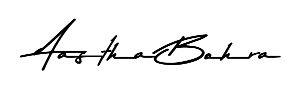 Give your name Aastha Bohra an exquisite flair with the Asem Kandis PERSONAL USE script font. Ideal for contracts, resumes, and formal letterheads. Aastha Bohra signature style 9 images and pictures png