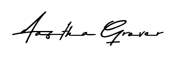 The Asem Kandis PERSONAL USE typeface gives name Aastha Grover a refined look. Suitable for certificates, diplomas, and official verification. Aastha Grover signature style 9 images and pictures png