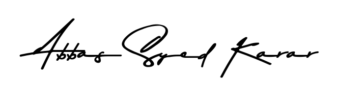 Download transparent PNG signature for name Abbas Syed Karar styled with Asem Kandis PERSONAL USE font. Ready to paste directly into PDF and Word agreements. Abbas Syed Karar signature style 9 images and pictures png