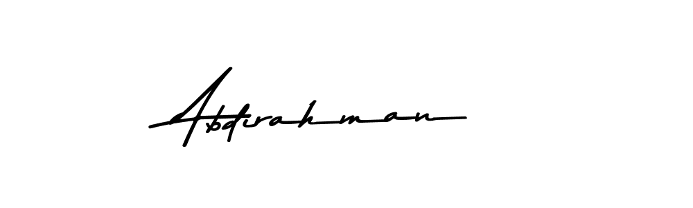 How to make Abdirahman name signature. Use Asem Kandis PERSONAL USE style for creating short signs online. This is the latest handwritten sign. Abdirahman signature style 9 images and pictures png
