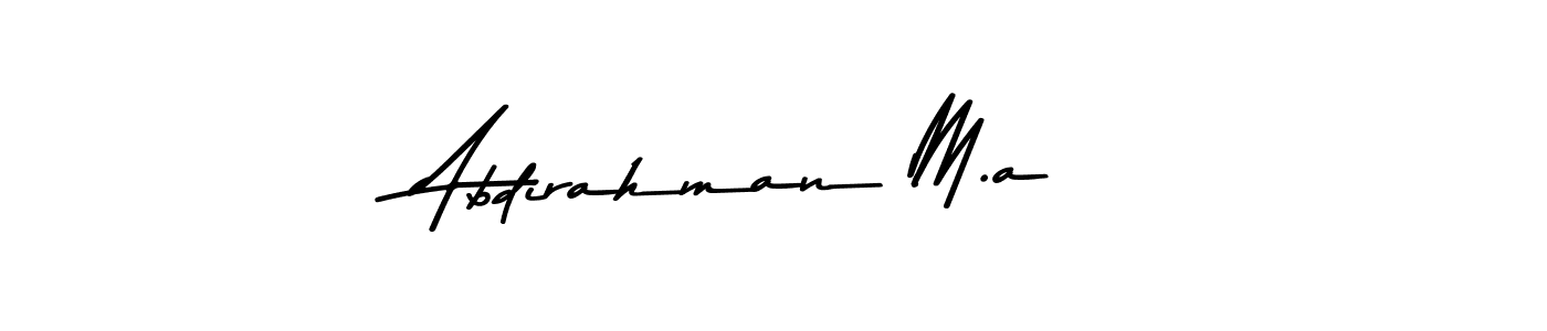 How to make Abdirahman M.a name signature. Use Asem Kandis PERSONAL USE style for creating short signs online. This is the latest handwritten sign. Abdirahman M.a signature style 9 images and pictures png